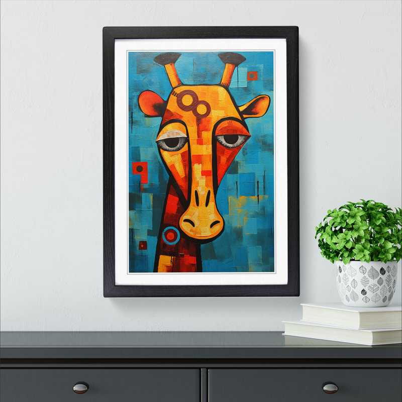 Giraffe Constructivism - Framed Print, Black, 34cm H x 25cm W x 2cm D