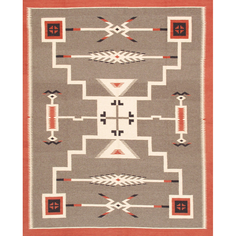 Tapis rectangulaire en laine tissé à plat 8 pi 1 po x 9 pi 11 po Tuscany
