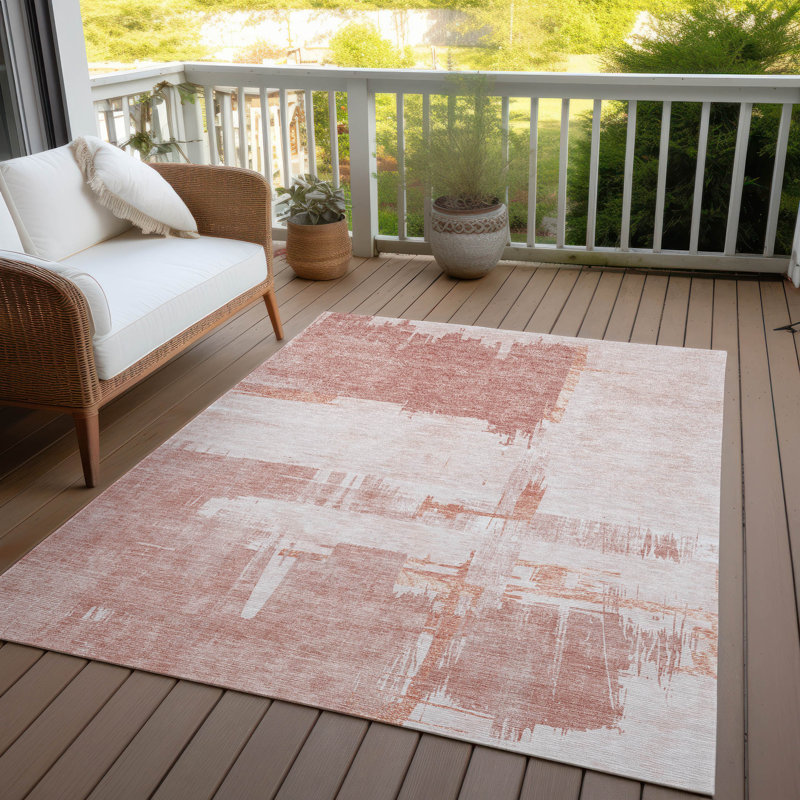 Tapis intérieur / extérieur en polyester tissé à la machine Kaylani, Rectangle 10 pi x 14 pi
