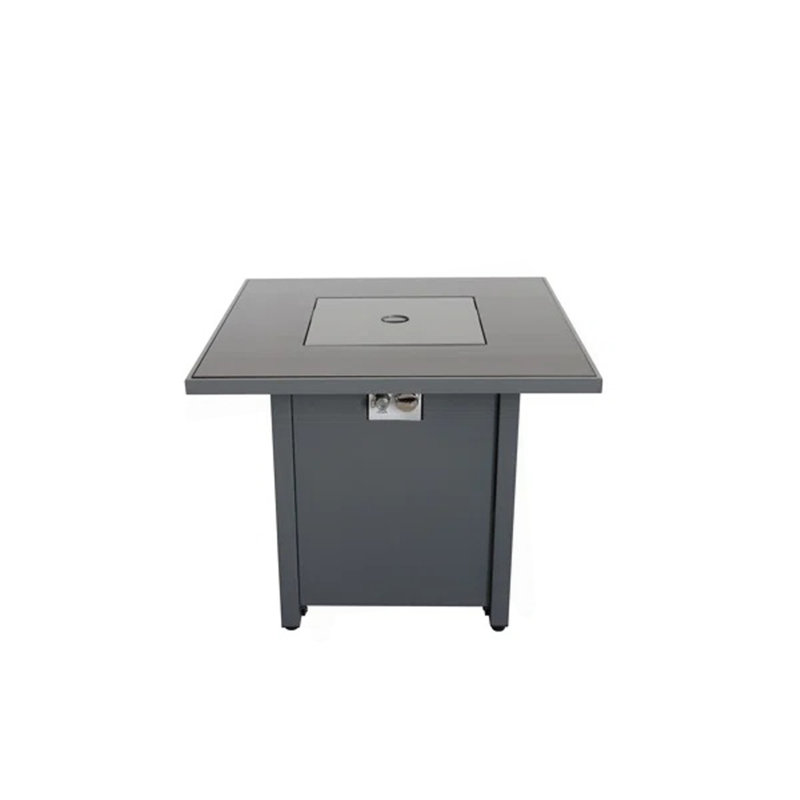 Table de foyer d'extérieur en acier avec couvercle H 25 po x l 30 po, Gris