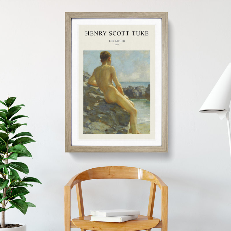 The Bather by Henry Scott Tuke - Picture Frame Painting, Oak Framed, 48cm H x 36cm W x 2cm D
