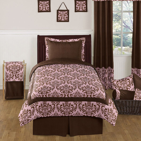 Parure De Lit Bébé Fille Sweet Jojo Designs 4 Pièces - Motif Roses Florales Violet, Mousseline Et Microfibre, Lavable Machine