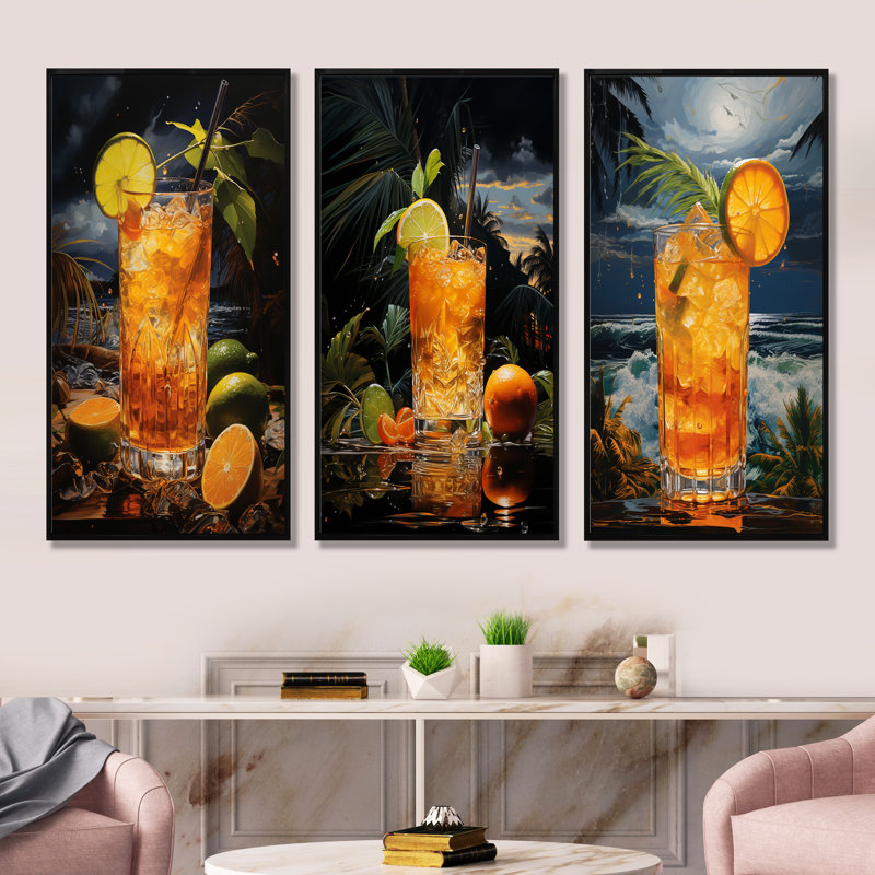 Hurricane Horizon Cocktail Harmony, Black Floater Framed, 40" H x 60" W