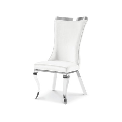 26.4" W Glam Side Chair (2/CTN), Silver/White