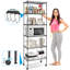 Rayonnage Mikinley H 63 po x l 21,3 po avec roulettes, pieds réglables et crochets latéraux-2066647759