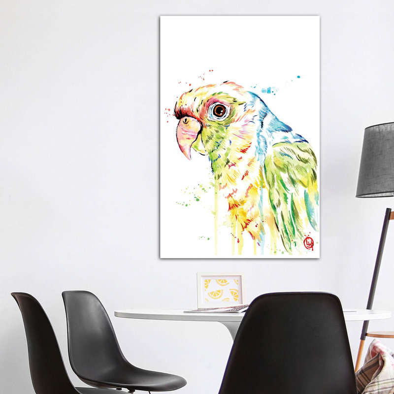 «Parrot» par Lisa Whitehouse - impression d'art graphique, Pas de tapis, H 60 po x l 40po x P 1,5 po, Toile tendue