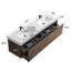 72" Modern Wall-Mounted Double Bathroom Vanity with Dark Walnut Finish, Nested Drawers and Integrated Glossy White Sink-557319106-557319107
