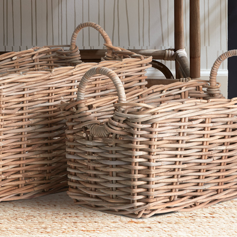 Nelda Handmade Seagrass Basket With Handles - Set of 2