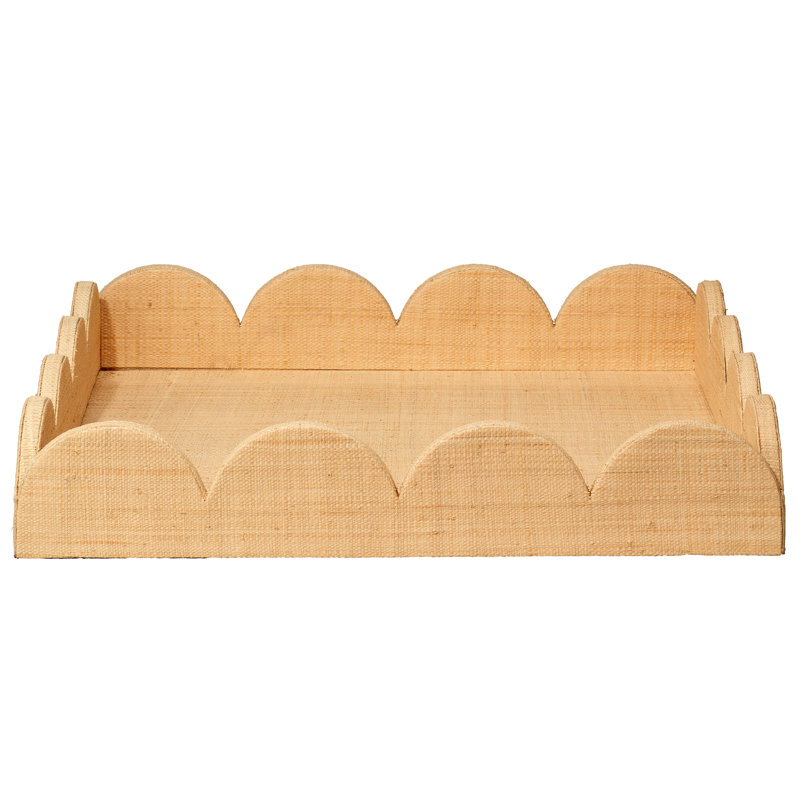 Wonderland Raffia Decorative Tray, Brown
