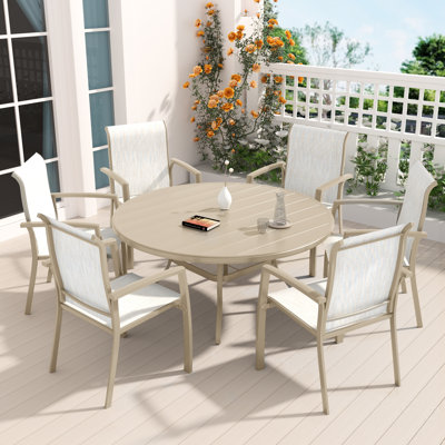 Patio Furniture Patio Stackable Dining Chairs and Outdoor Metal Round Table, Patio Dining Set