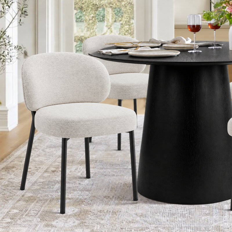 Chaises de salle à manger rembourrées de 49 cm de large avec dossier incurvé ergonomique, Beige