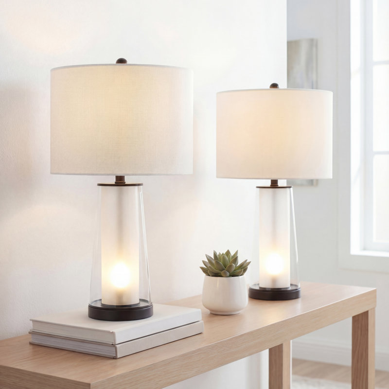 Wiresh Glass Table Lamp, Oil Rubbed Bronze/Clear