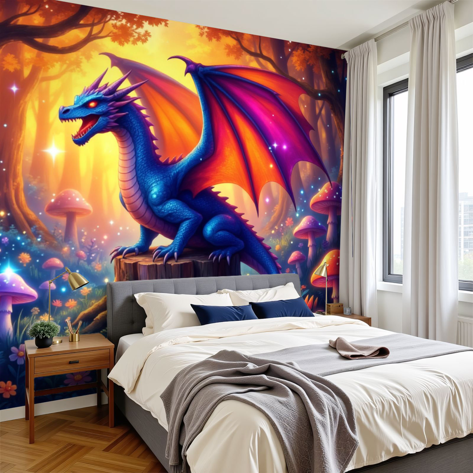 Red Barrel Studio Peel and Stick Wallpaper Majestic Fantasy Dragon ...