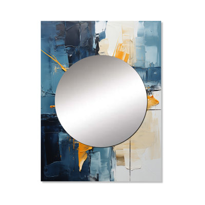 Yukio Abstract Layers I - Abstract Collages Large Wall Mirror, Modern Decorative Mirror, Printed Metal Art
