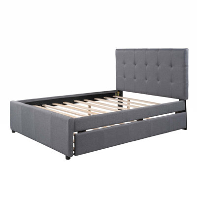 Linen Upholstered Platform Bed With Headboard And Trundle -  Red Barrel StudioÂ®, 9A73ED26F1FA4AB09B2BBD9FF4503236