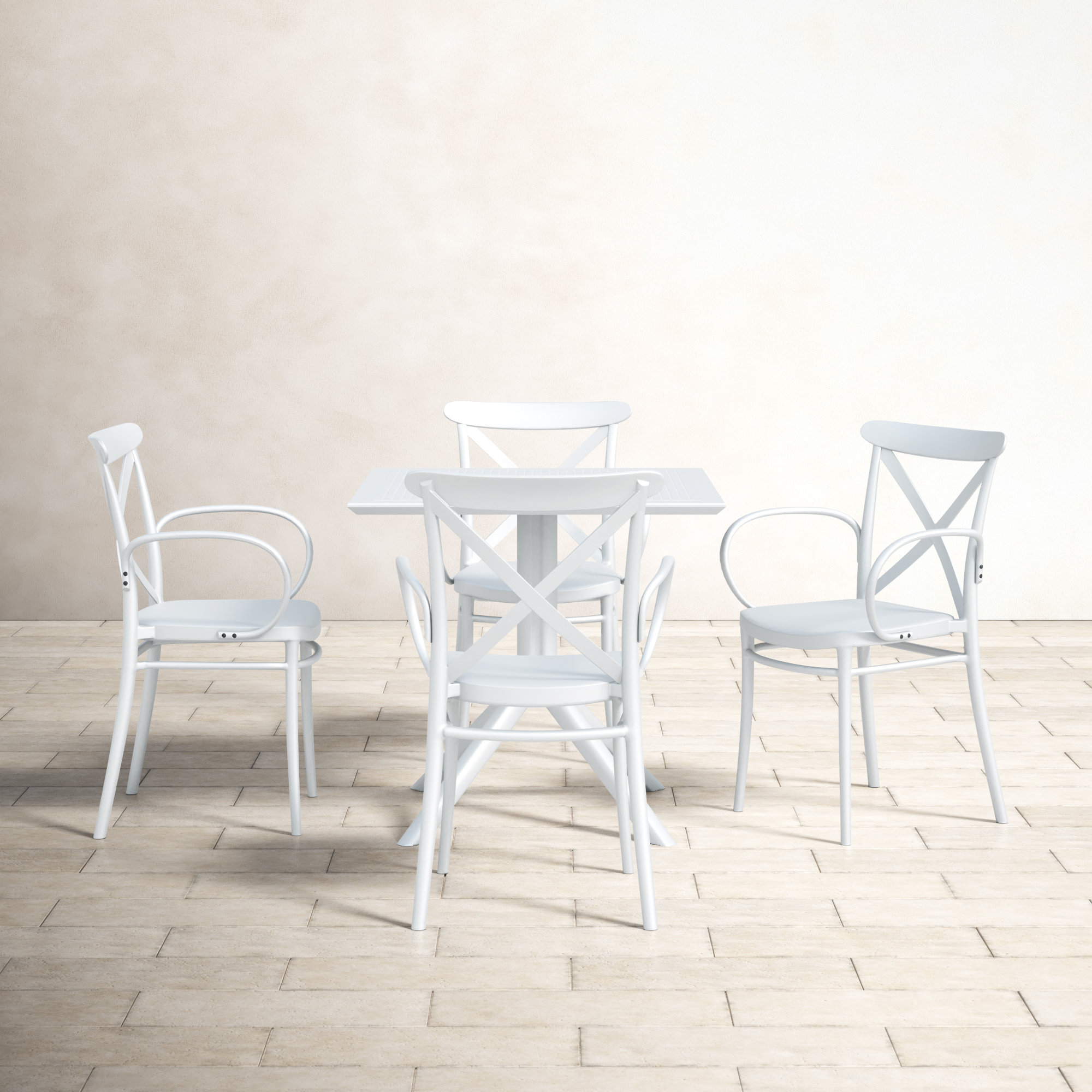 Cordelia Square 4 - Person Outdoor Dining Set, White