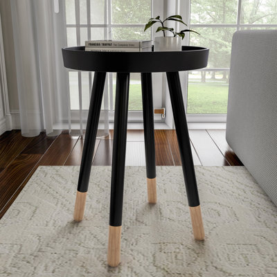 Modern Side Table with Tray Top, Black