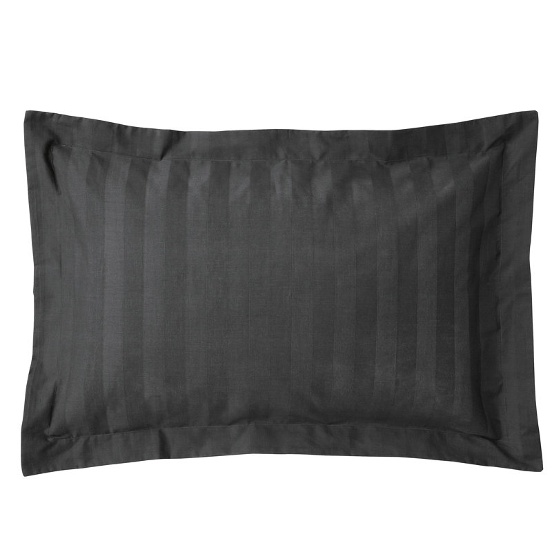 Modern Satin Stripe Cotton Duvet Cover Set, Dark Grey, Kingsize