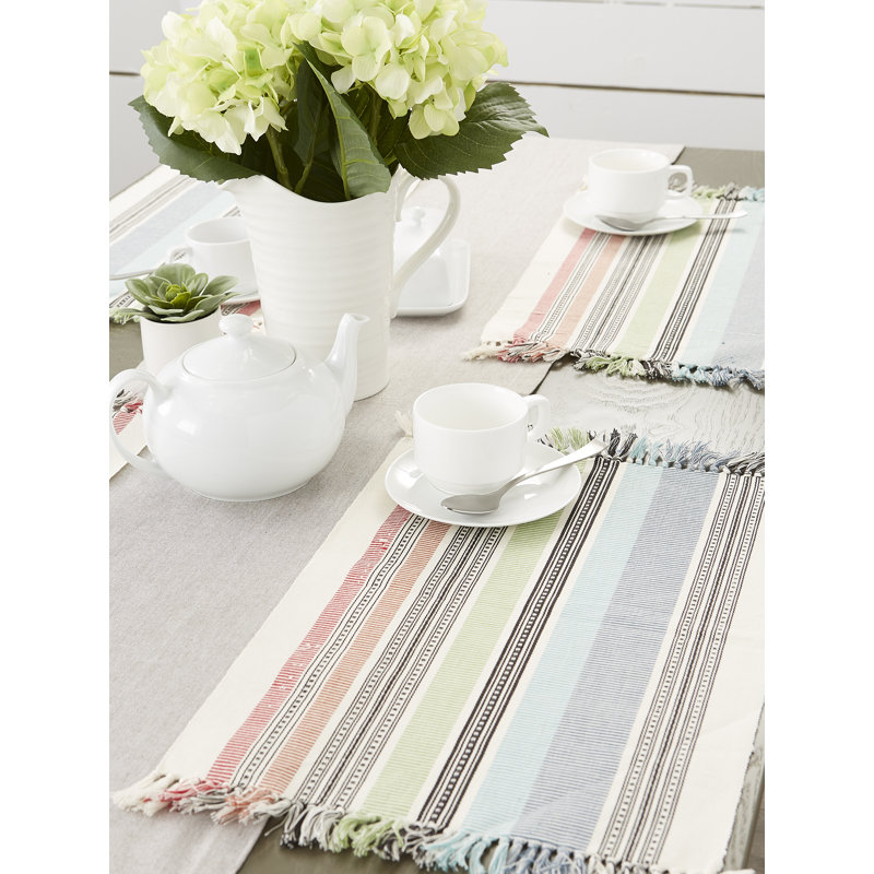 Mediterranean Stripe Multicolor Vinyl Placemat Set of 6