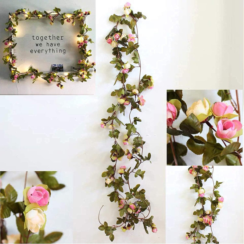 20 LED Rose Flower String Lights Battery Powered 7.2ft