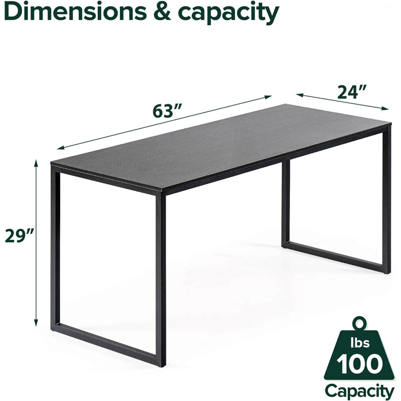 Rectangle Table, Computer Desk With Metal Base