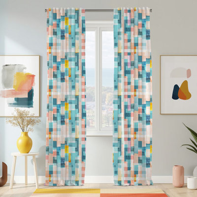 Semi Sheer Modern Print Curtain Single Panel