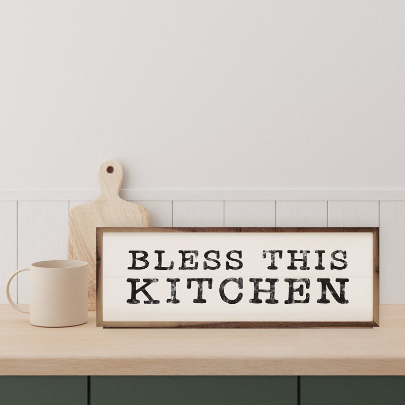 Bless This Kitchen Bold White, 8" H x 24" W
