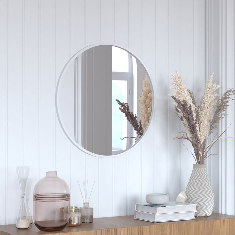 Miroir d'appoint mural Gagalis, Argent, H 24 po x l 24 po x P 0,78 po