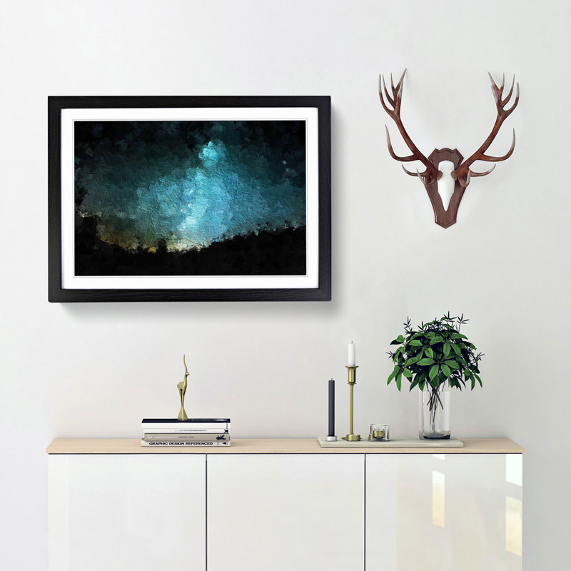 The Milky Way over Switzerland - Picture Frame Painting Print, 27cm H x 36cm W x 2cm D, Black Framed
