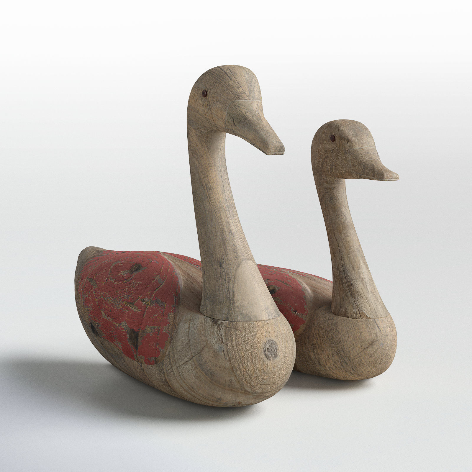 Fernet 2 Piece Bird Stained Figurine Set, Red