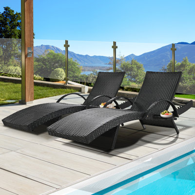 Kadajah Outdoor Wicker Chaise Lounge Set