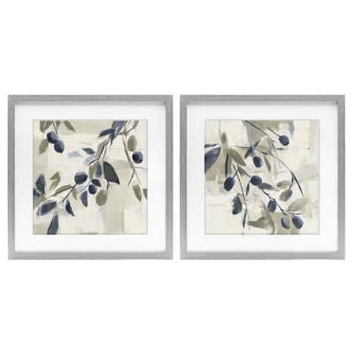 Mediterranean Green Olives 2pc Framed Print Under Glass Set, design by Mona Grace