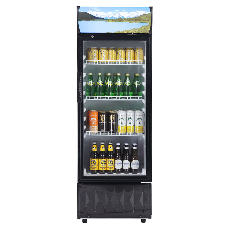 Black 6.8 Cu.Ft Glass Door Beverage Refrigerator with Adjustable Shelves
