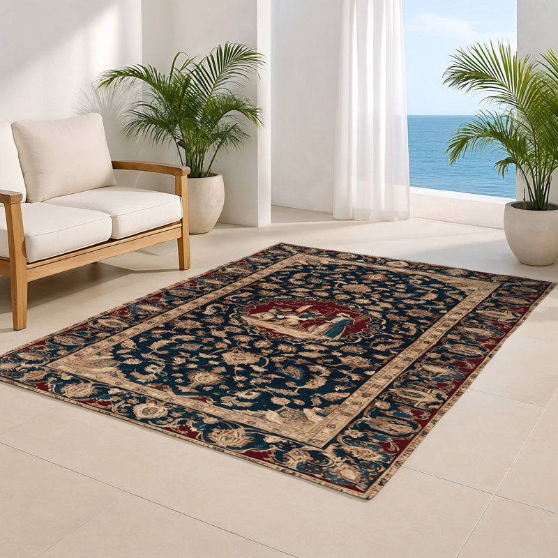 Tapis d'intérieur et d'extérieur mauve Persian, Rectangulaire 2 pi x 3 pi