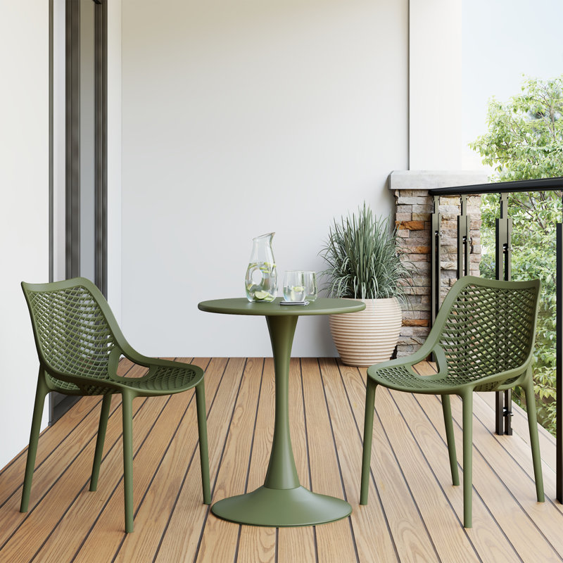 Ensemble repas d'extérieur rond, Vert