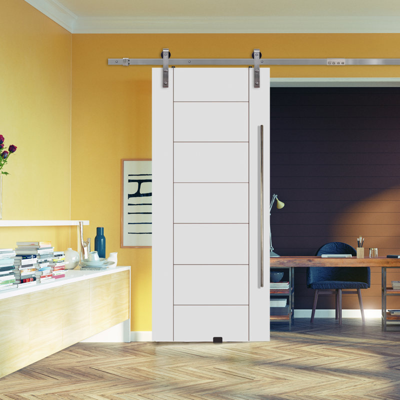 Porte de grange à panneaux et en bois lambrissé sans trousse d'installation, 32 po x 80 po
