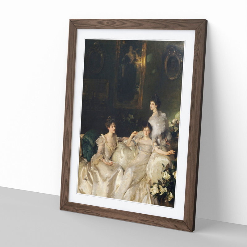 The Wyndham Sisters by John Singer Sargent - Picture Frame Painting, 36cm H x 27cm W x 2cm D, Walnut