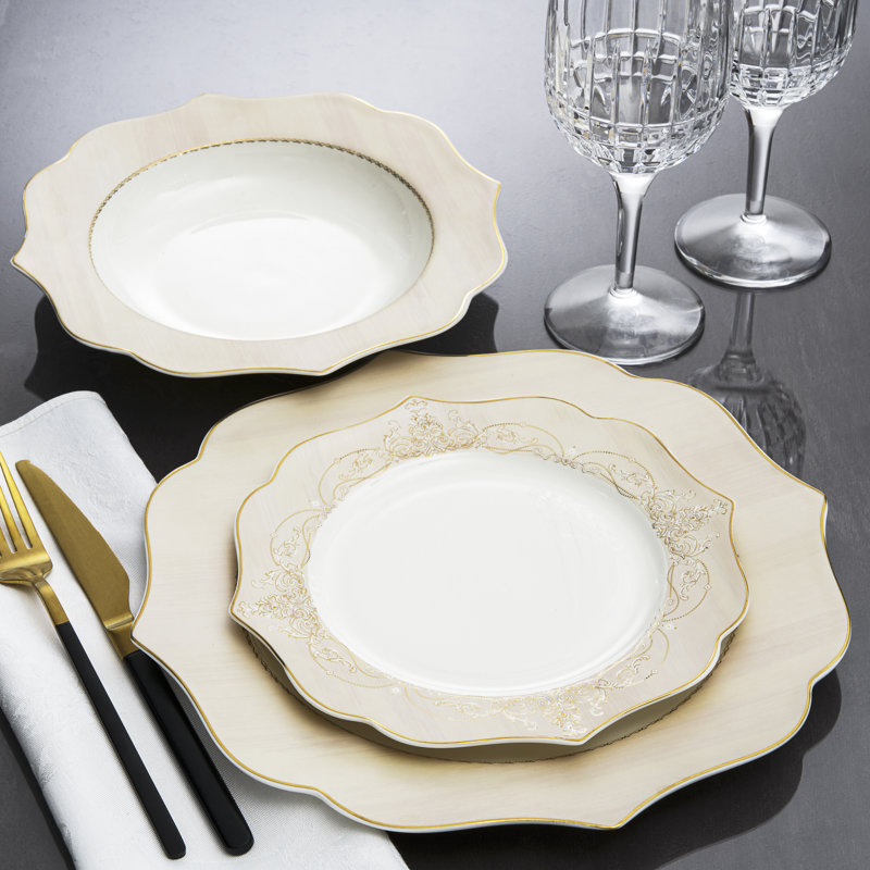 Service de vaisselle en porcelaine tendre de 18 pièces, service pour 6