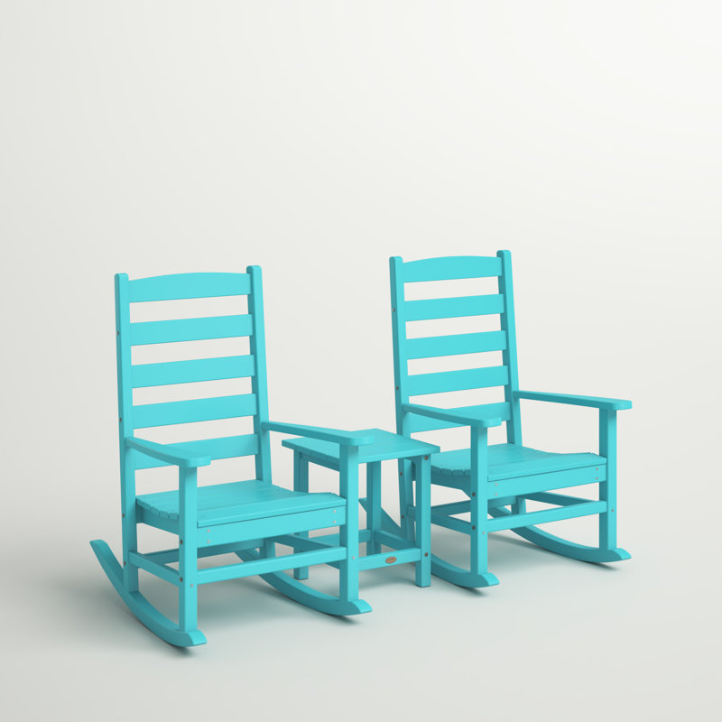 POLYWOOD x Sol 72 Destini 3-Piece Porch Rocking Chair Set, Aruba