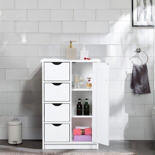 31.90 High Bathroom Storage Cabinet, White Floor Cabinet with 3