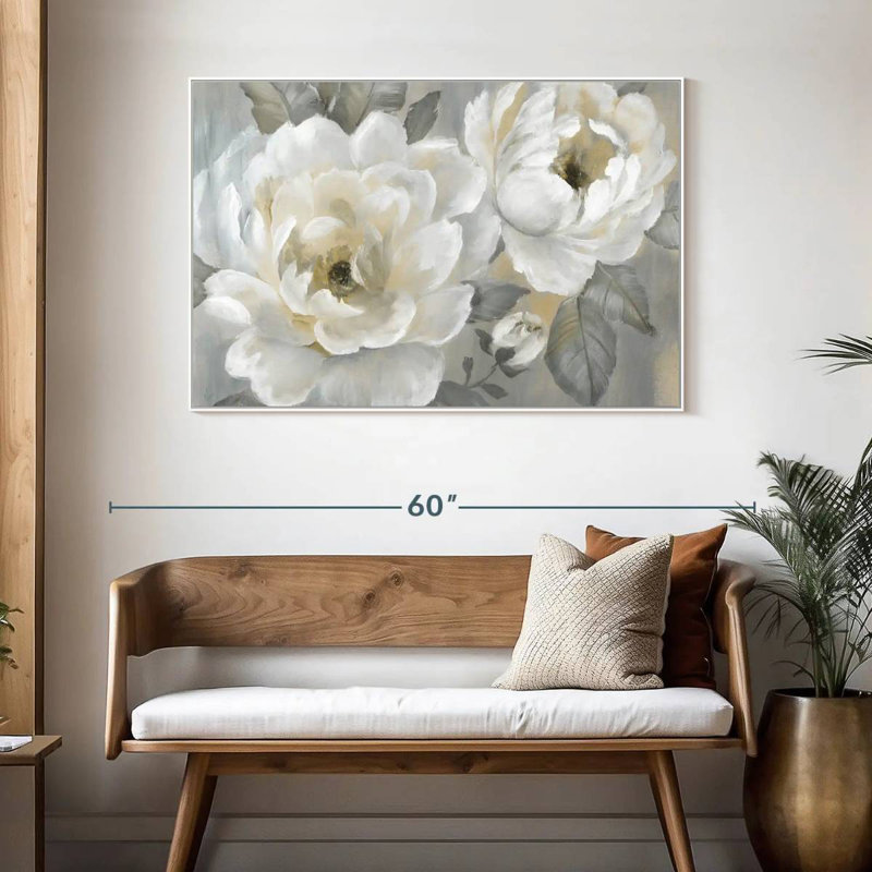 Pivoines parfaites, Cadre flottant blanc, 46 po x 31 po