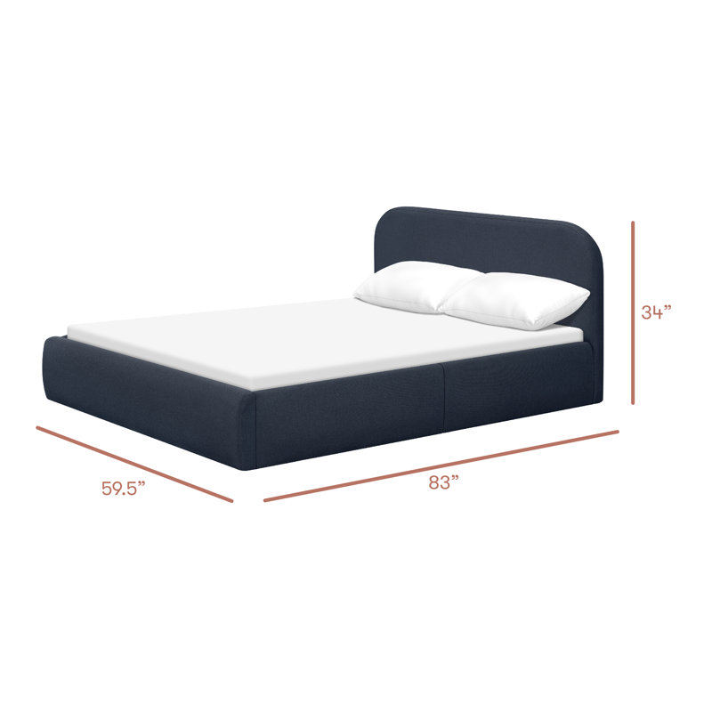 Nara Full Floor Bed, Performance Navy Eco-Twill, Full