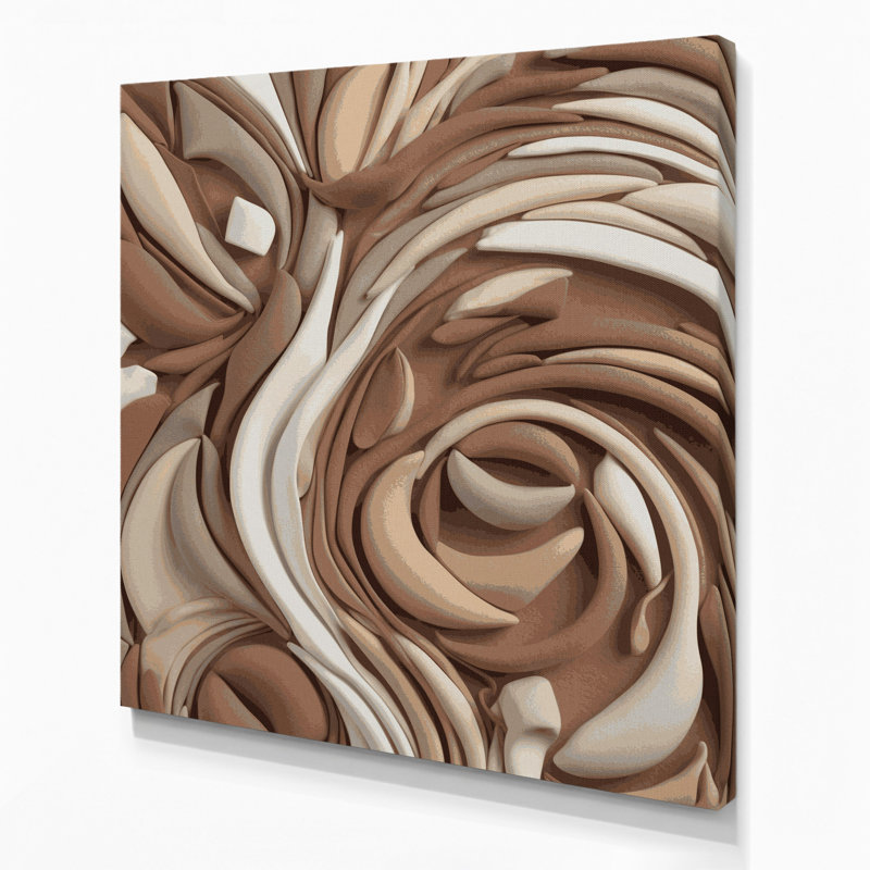 Abstract Shapes 9 Brown Canvas Wall Art, 12" H x 12" W