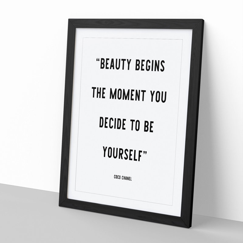 Beauty Begins - Picture Frame Typography, 36cm H x 27cm W x 2cm D, Black