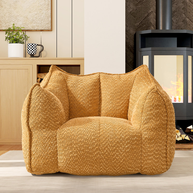 Canapé en chenille de 47,3 po de large Boneless, assise de 22 po de largeur et 24,4 po de profondeur, Jaune