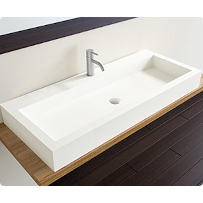 Lavabo de salle de bain vasque rectangulaire en résine 47,2 po x 18,9 po Badeloft WB-05-XXL-G blanc brillant, Blanc brillant