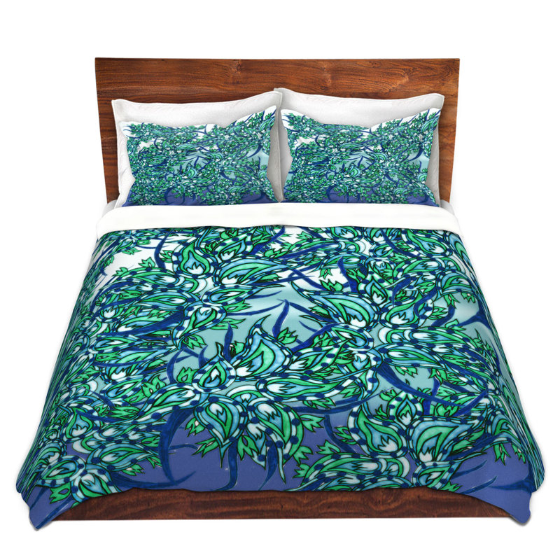 Ensemble de housse de couette en microfibre DiaNoche par Susie Kunzelman - Nosegay Milky Blue