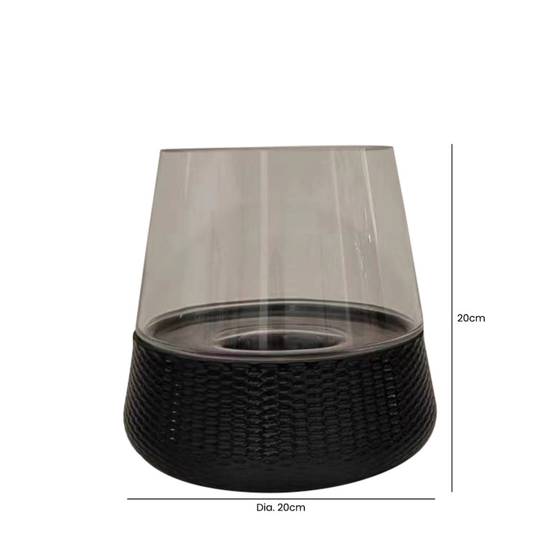 Glass Tabletop Votive Holder, Black, 20cm H  x 20cm W  x 20cm D
