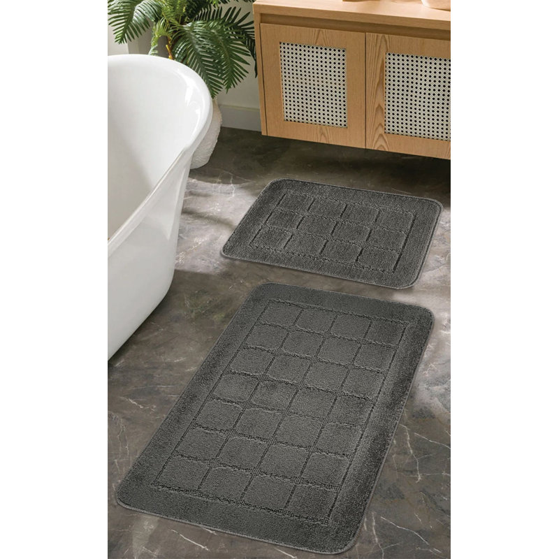 Ensemble de tapis de bain Premium (2 pièces), anthracite, 19,7 po x 31,5 po et 15,7 po x 19,7 po | 100% polypropylène, 1,5 lb par mètre carré, épaisseur totale: 0,4 pouce | Semelle antidérapante en latex naturel, lavable à la machine pour un entretien facile