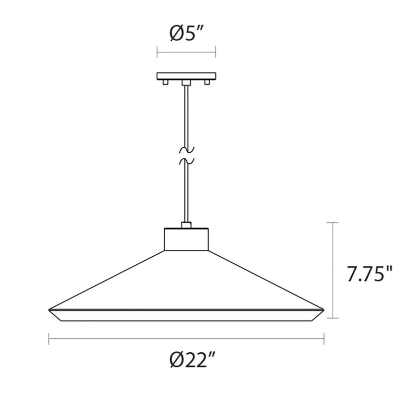 Koma 1 - Light Single Cone Pendant, E26, 7.75" H x 22" W x 22" D, Satin Black